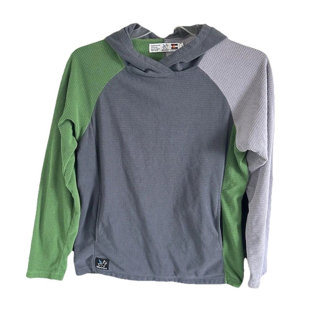 SkyGoat Mens M Hooded Waffle Knit Performance Hoodie Outdoor Camp USA